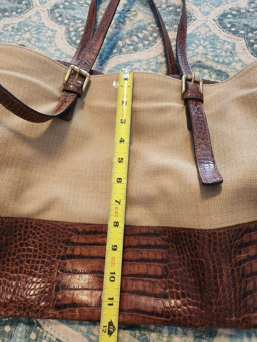 Will Leather Goods The Field Canvas & Croc Leather Tote Bag